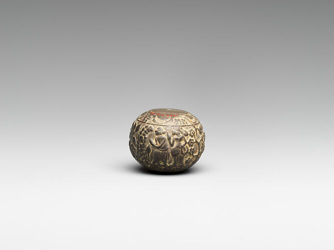 Sphere with Scenes of Rites at the Shrine of a Yaksha (Male Nature Spirit)