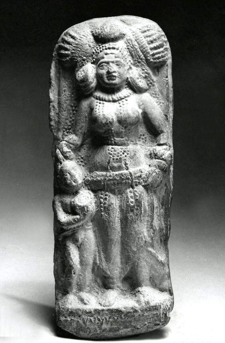 Plaque with Goddess and Attendant, Terracotta, India 