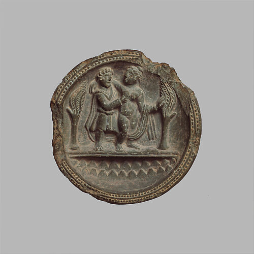 Dish with a Mythological Couple (Perhaps Apollo and Daphne)