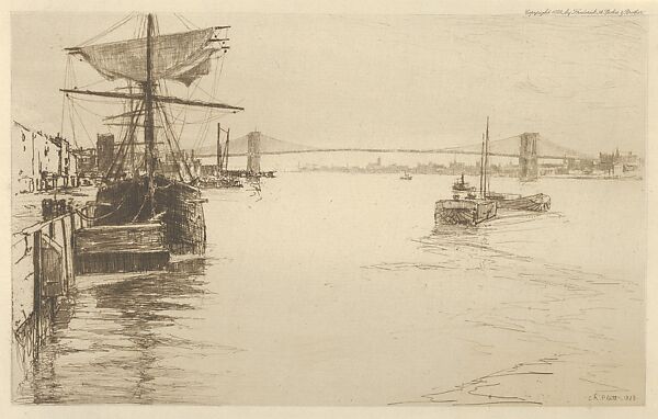 The East River from Brooklyn, Charles Adams Platt (American, New York 1861–1933), Etching and drypoint; second published state 