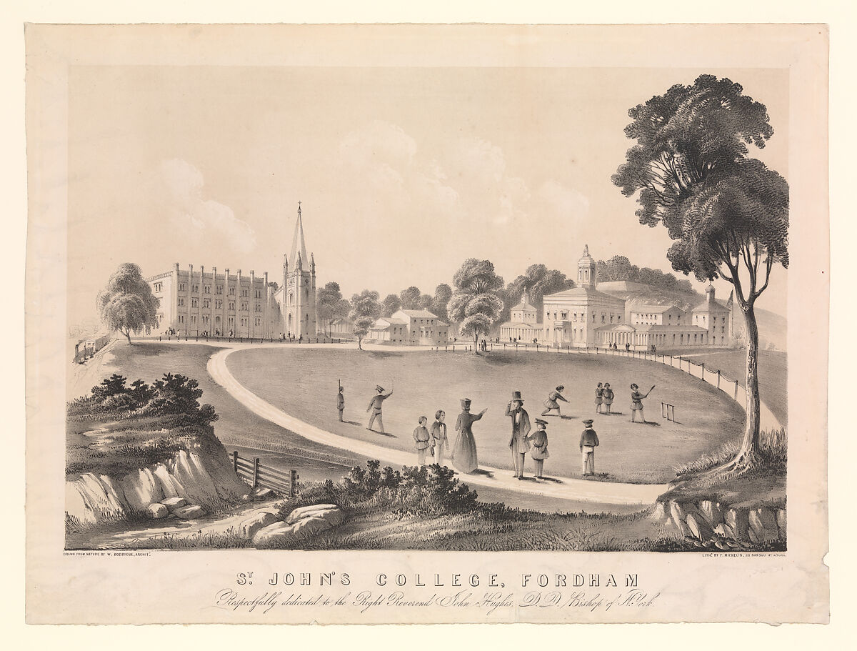 St. John's College Fordham, New York, William Rodrigue (American, Philadelphia, Pennsylvania 1800–1867 New York), Lithograph with tint stone 