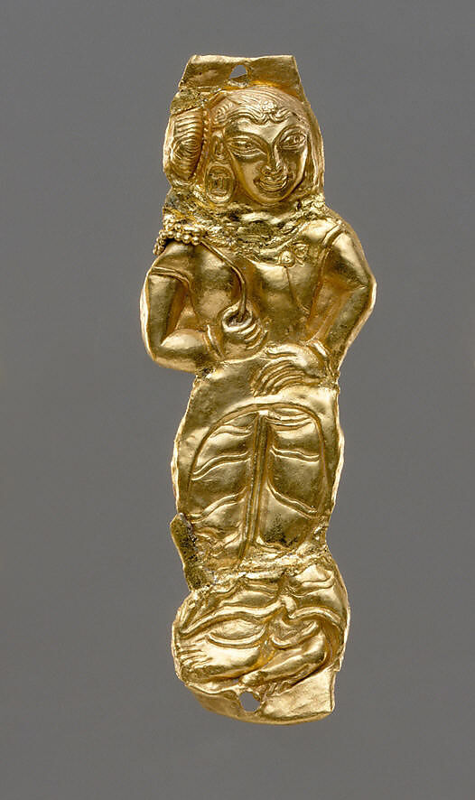 Standing Female Figure with an Offering, Gold, India 