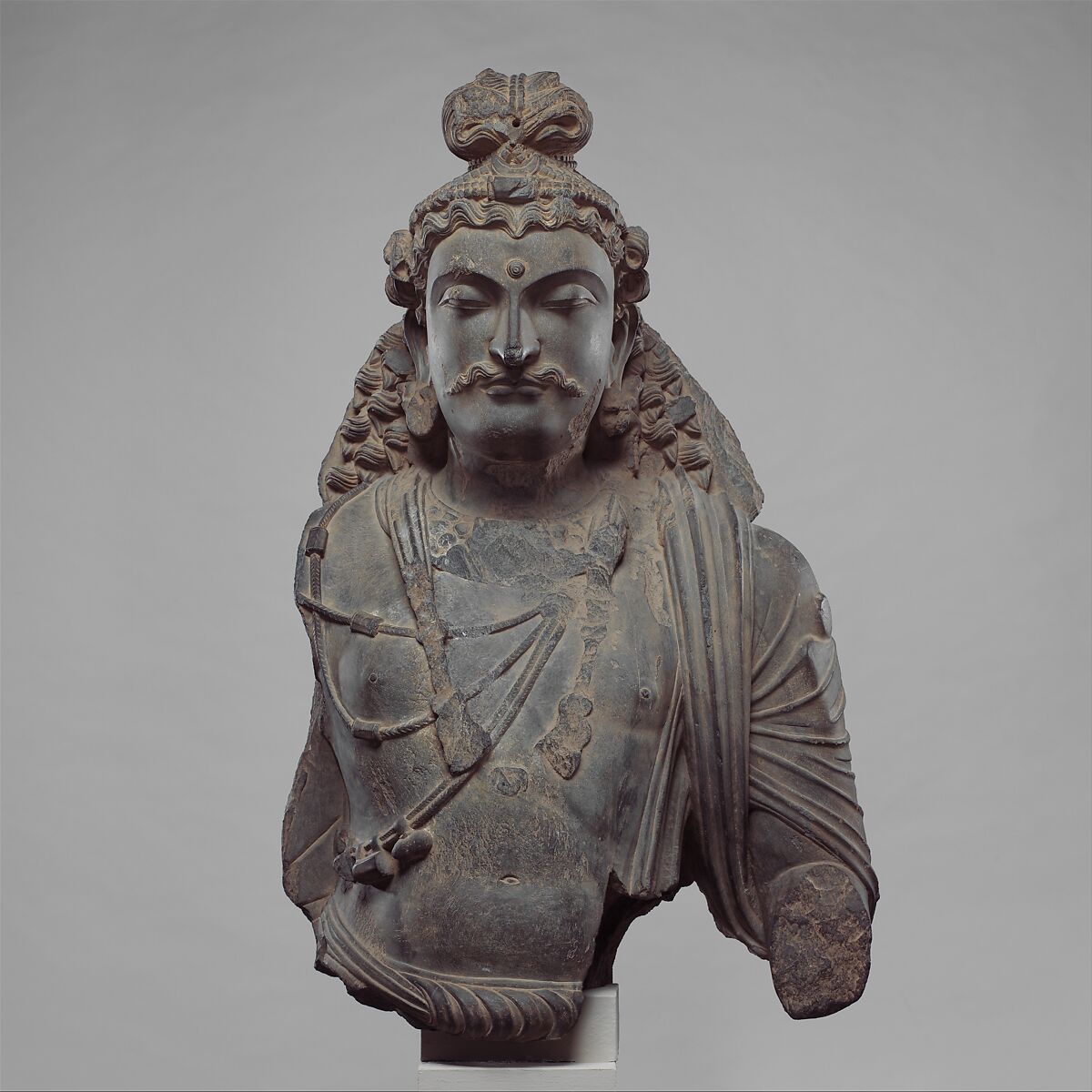 Bust of a Bodhisattva, Schist, Pakistan (ancient region of Gandhara) 
