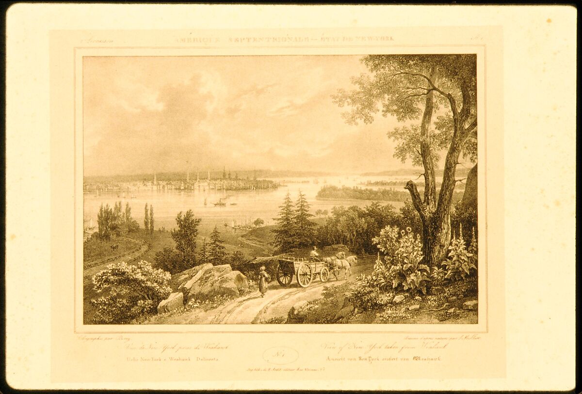 View of New York taken from Weehawken (Amérique Septentrionale - État de New-York), Isidore-Laurent Deroy (French, Paris 1797–1886 Paris), Lithograph 