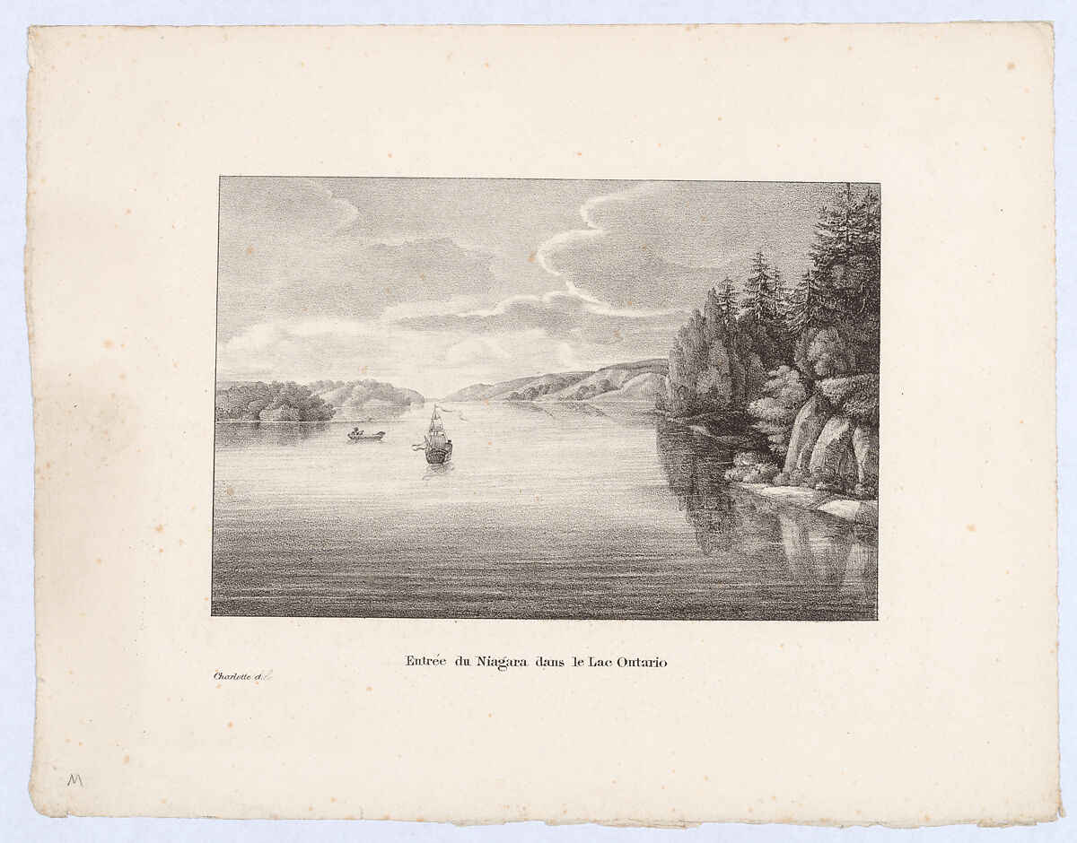 Entrée du Niagara dans le Lac Ontario, Charlotte Bonaparte (French, Mortefontaine 1802–1839 Sarzana), Lithograph 