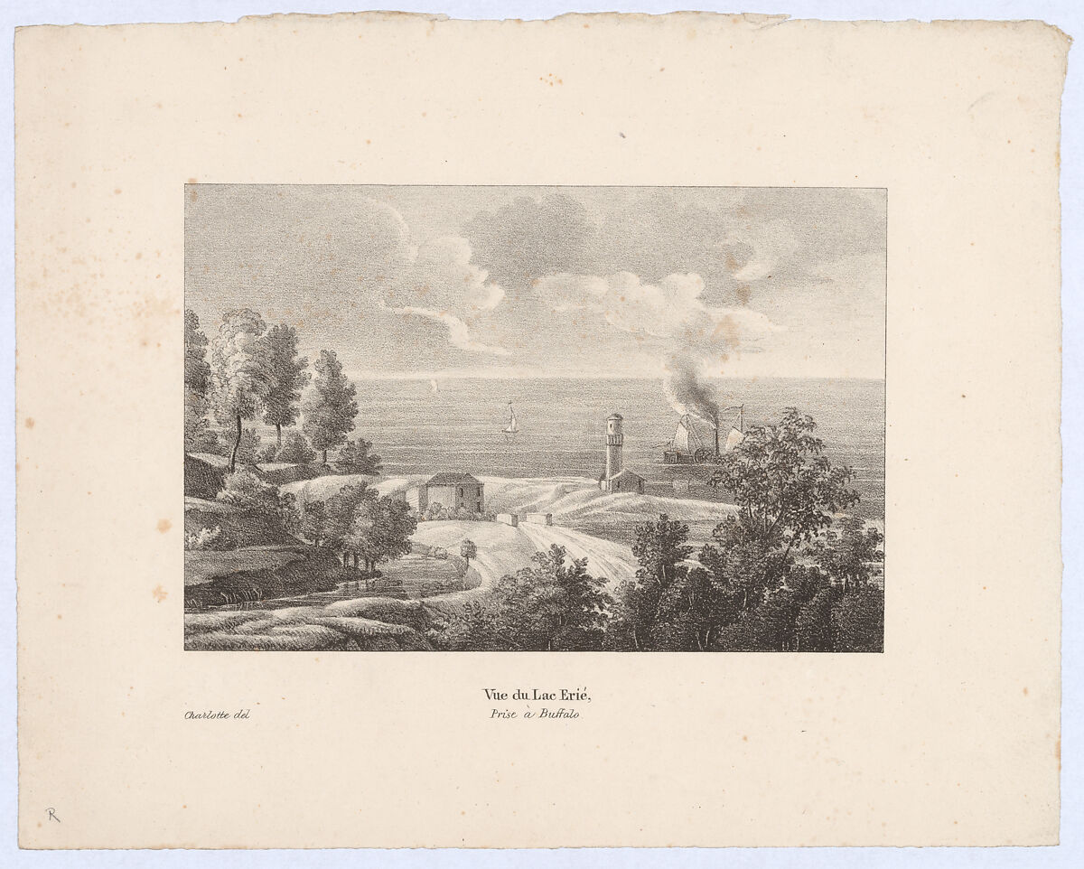 Vue du Lac Erié, Prise à Buffalo, Charlotte Bonaparte (French, Mortefontaine 1802–1839 Sarzana), Lithograph 