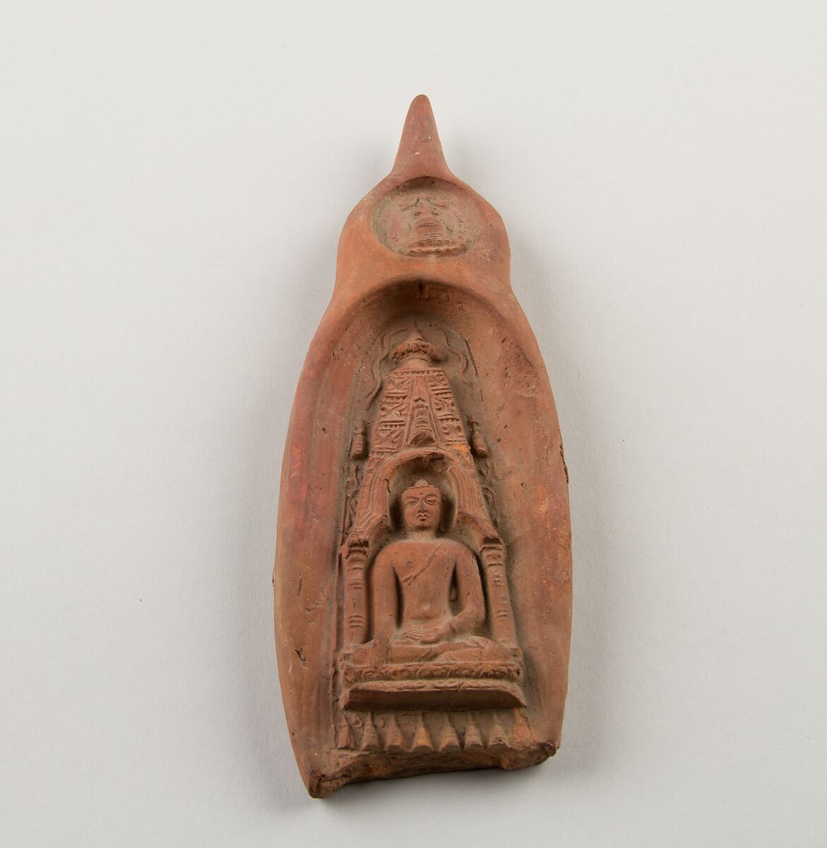 Sealing Depicting the Buddha at the Mahabodhi Temple, Bodhgaya, Terracotta, India (Bihar) 