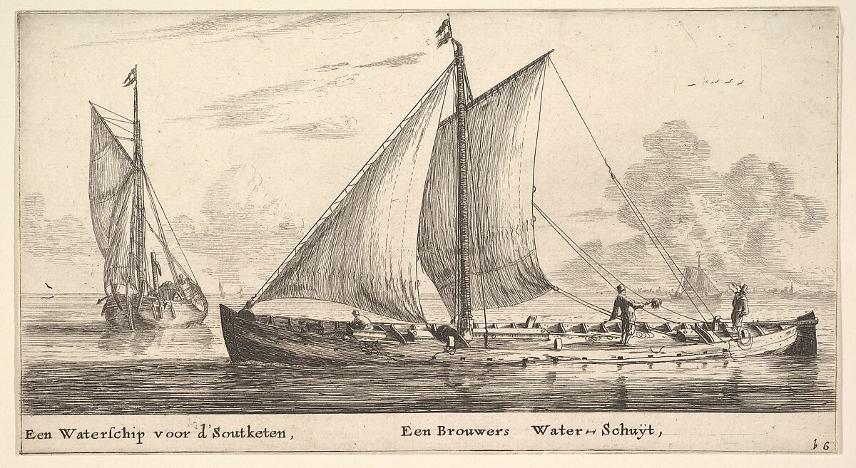 A "Watership" Carrying Water for Salt Works and Another One Carrying Water for the Breweries, Reinier Nooms, called Zeeman (Dutch, Amsterdam ca. 1623–1664 Amsterdam), Etching; second state 
