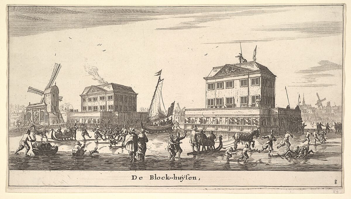 Winter Scene at the Blockhouse in Amsterdam, Reinier Nooms, called Zeeman (Dutch, Amsterdam ca. 1623–1664 Amsterdam), Etching 