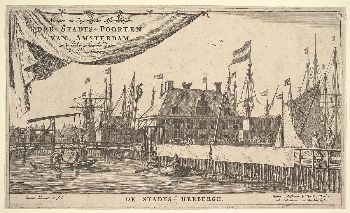 The Town Hostel, Reinier Nooms, called Zeeman (Dutch, Amsterdam ca. 1623–1664 Amsterdam), Etching; state II 