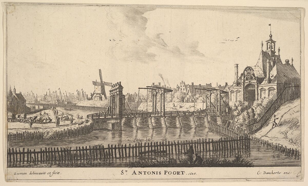 St. Antonis Poort, Amsterdam, Reinier Nooms, called Zeeman (Dutch, Amsterdam ca. 1623–1664 Amsterdam), Etching 