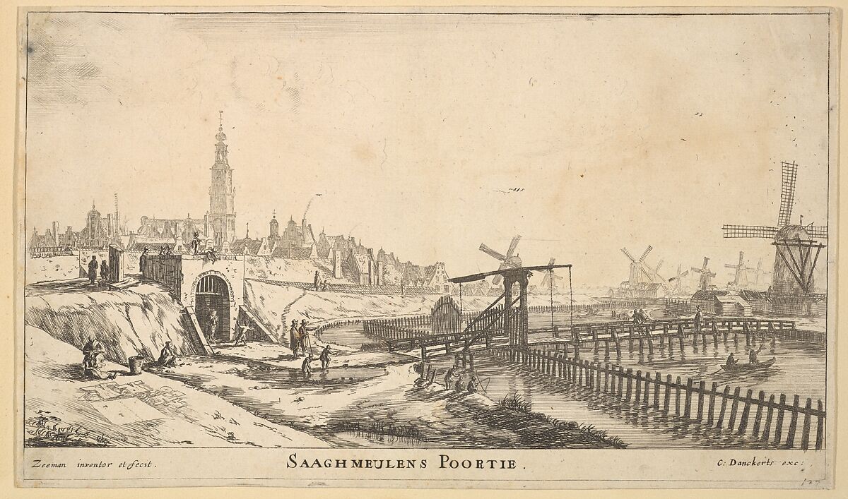 The Zaagmolen Gate, Reinier Nooms, called Zeeman (Dutch, Amsterdam ca. 1623–1664 Amsterdam), Etching 