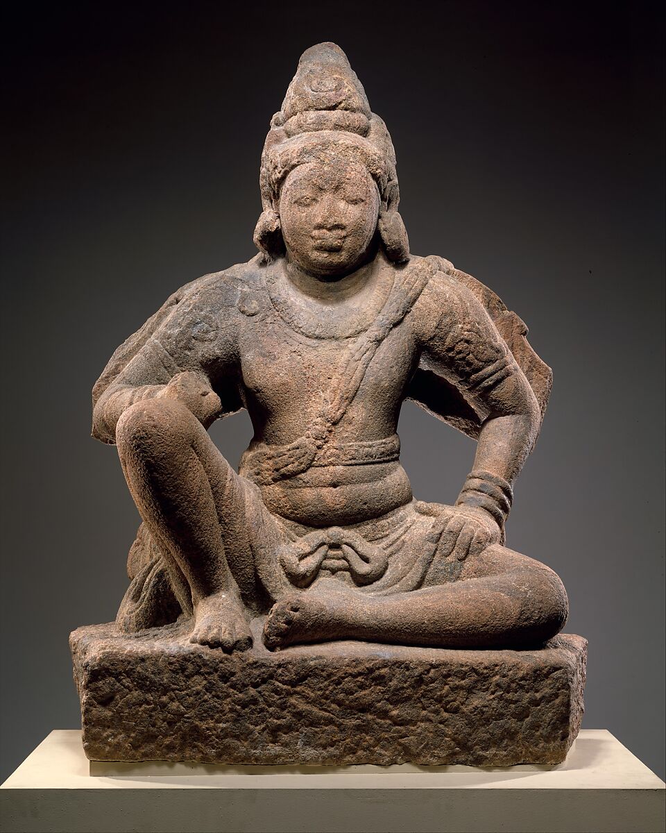 Garuda (Vishnu's Mount) Seated in Royal Ease, Granite, India, Tamil Nadu 
