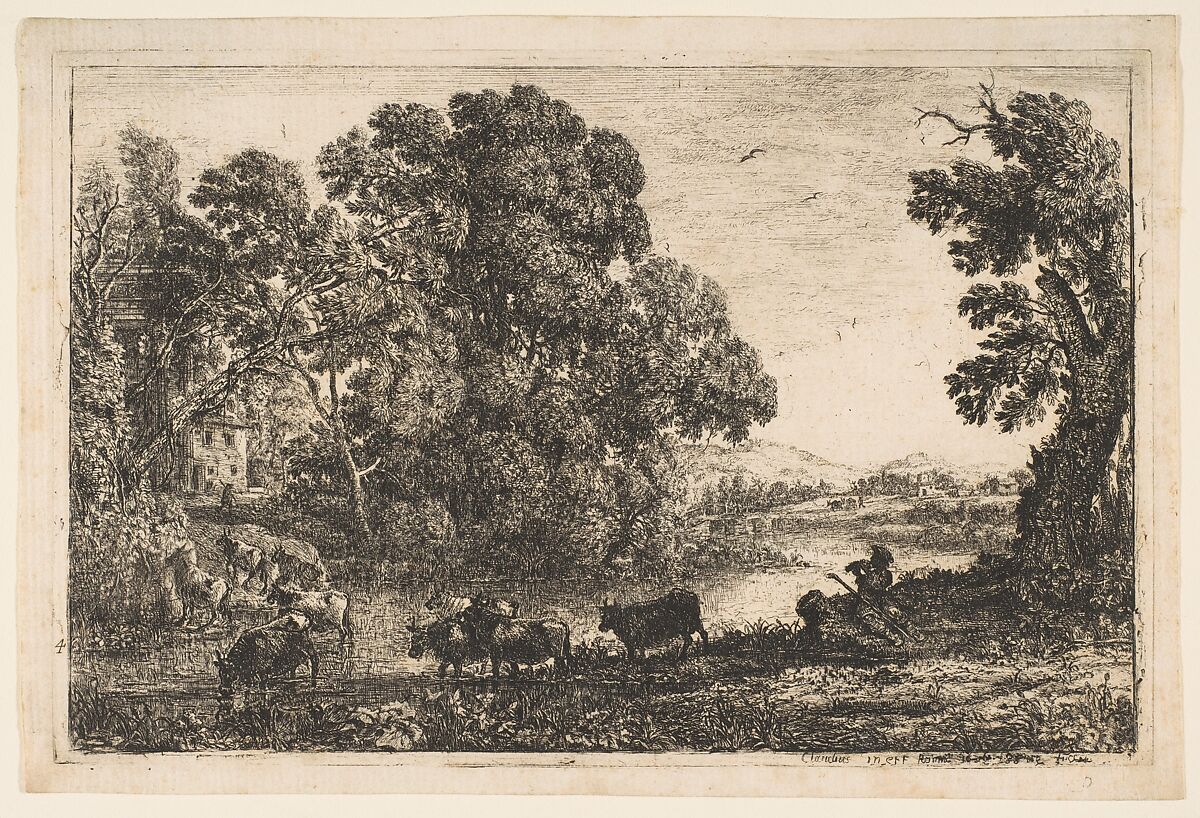 The Cowherd, Claude Lorrain (Claude Gellée) (French, Chamagne 1604/5?–1682 Rome), Etching;  third state of six (Mannocci) 