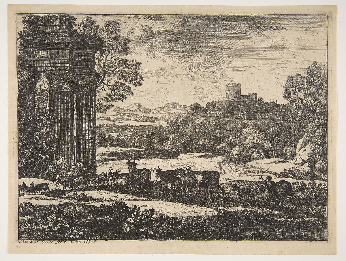 The Herd Returning in Stormy Weather, Claude Lorrain (Claude Gellée) (French, Chamagne 1604/5?–1682 Rome), Etching; second state of two (Mannocci) 