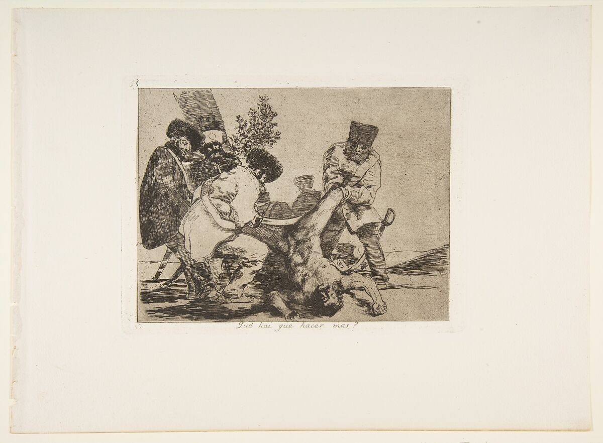Plate 33 from "The Disasters of War" (Los Desastres de La Guerra): 'What more can be done?' (Qué hai que hacer mas?), Goya (Francisco de Goya y Lucientes) (Spanish, Fuendetodos 1746–1828 Bordeaux), Etching, lavis, drypoint, burin, burnisher 