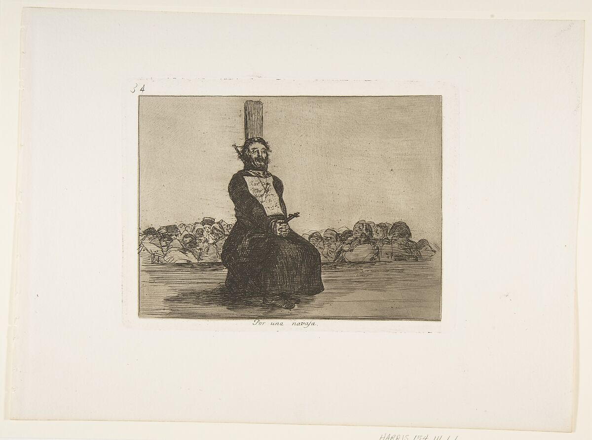 Plate 34 from "The Disasters of War" (Los Desastres de La Guerra): 'On account of a knife' (Por una navaja), Goya (Francisco de Goya y Lucientes) (Spanish, Fuendetodos 1746–1828 Bordeaux), Etching, drypoint, burin, burnisher 