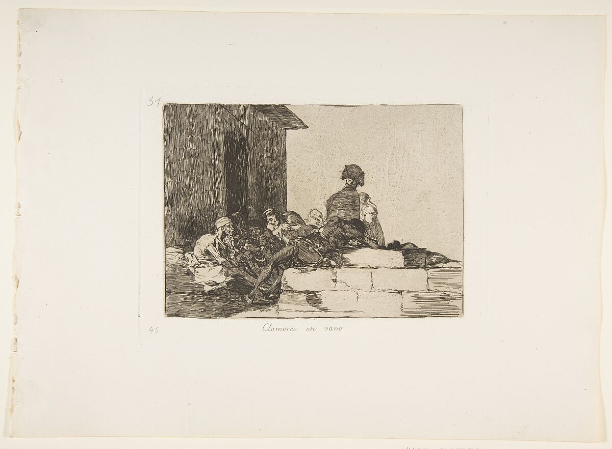 Plate 54 from "The Disasters of War" (Los Desastres de la Guerra): Appeals are in vain (Clamores en vano), Goya (Francisco de Goya y Lucientes) (Spanish, Fuendetodos 1746–1828 Bordeaux), Etching, lavis, burin, burnisher 