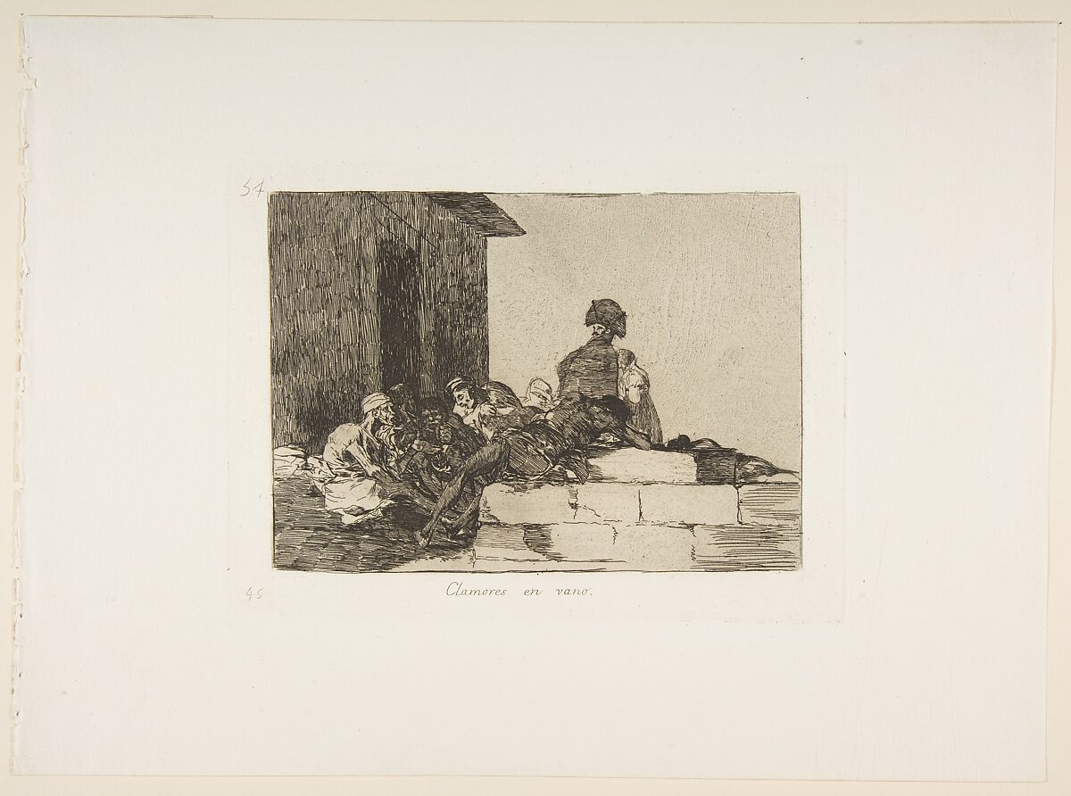 Plate 54 from "The Disasters of War" (Los Desastres de la Guerra): 'Appeals are in vain' (Clamores en vano), Goya (Francisco de Goya y Lucientes) (Spanish, Fuendetodos 1746–1828 Bordeaux), Etching, lavis, burin, burnisher 