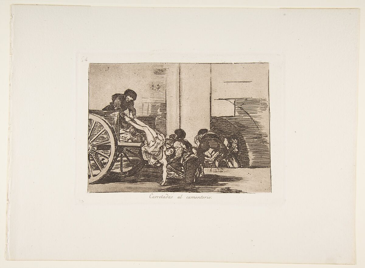 Plate 64  from "The Disasters of War" (Los Desastres de la Guerra): 'Cartloads to the cemetery' (Carretadas al cementerio), Goya (Francisco de Goya y Lucientes) (Spanish, Fuendetodos 1746–1828 Bordeaux), Etching, drypoint, burnished aquatint 