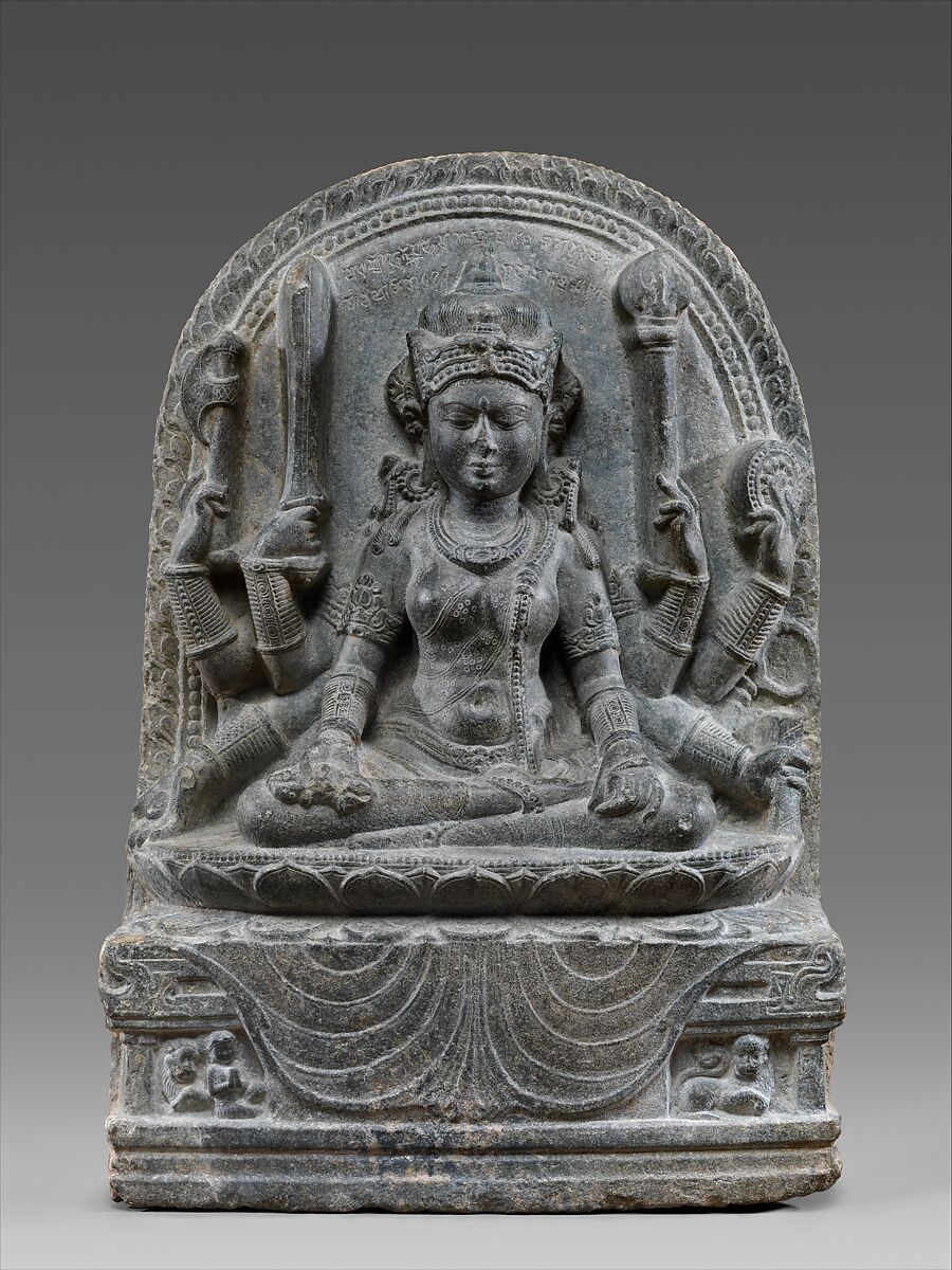 Mahapratisara, the Buddhist Protectress, Black stone, India, Bihar