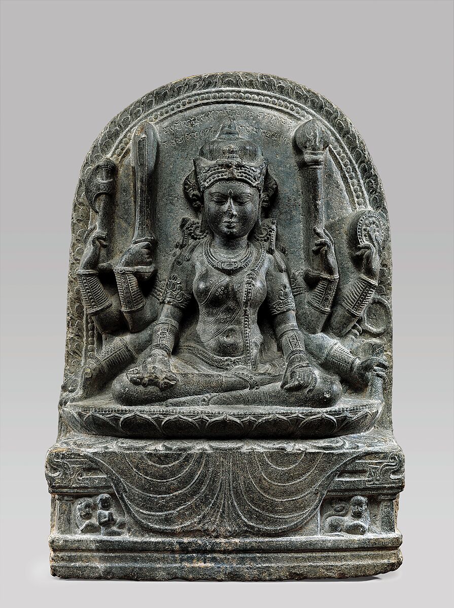 Mahapratisara, the Buddhist Protectress, Black stone, India, Bihar 