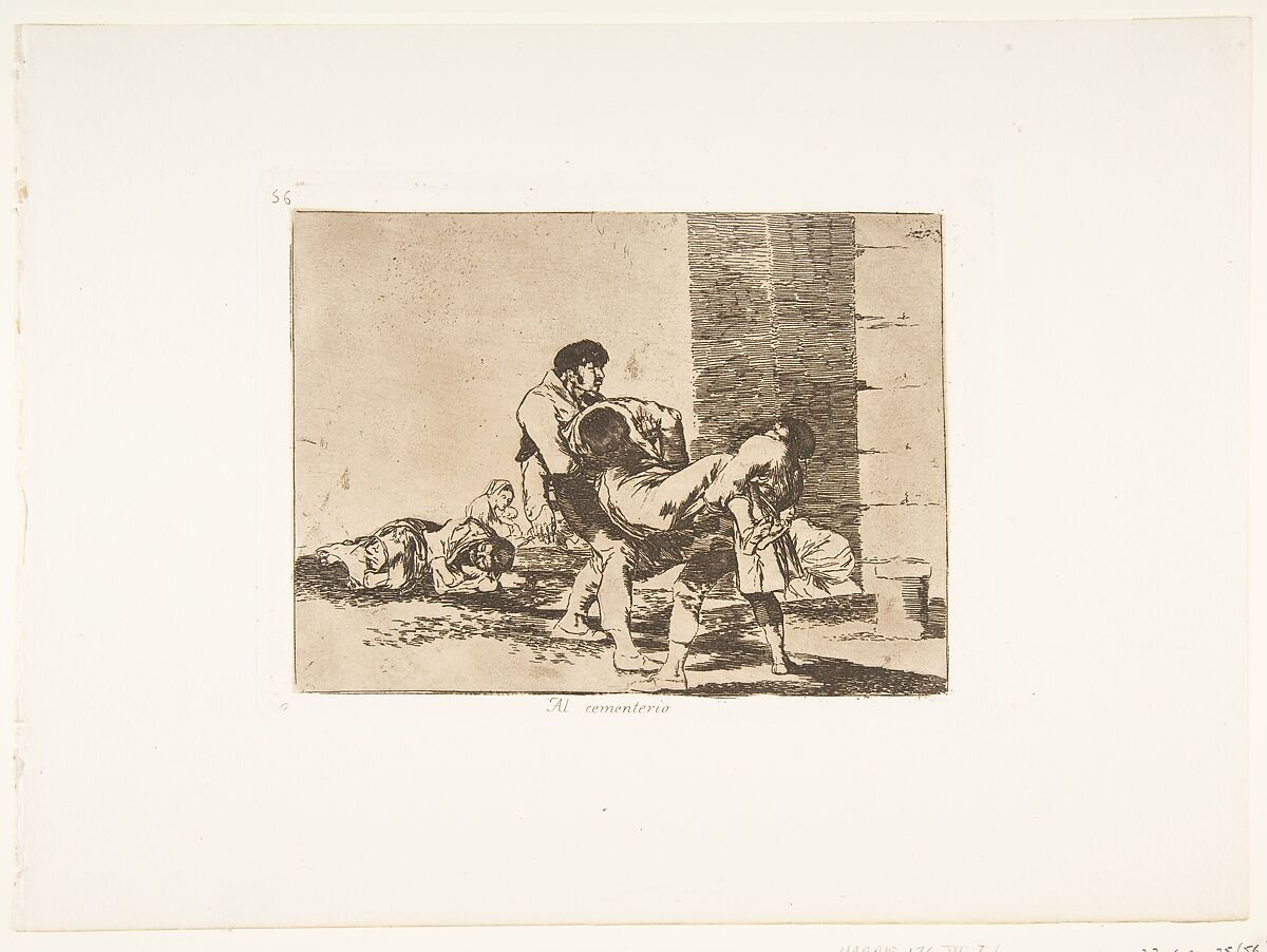 Plate 56 from "The Disasters of War" (Los Desastres de la Guerra): 'To the cemetery' (Al cementerio), Goya (Francisco de Goya y Lucientes) (Spanish, Fuendetodos 1746–1828 Bordeaux), Etching, lavis, drypoint 
