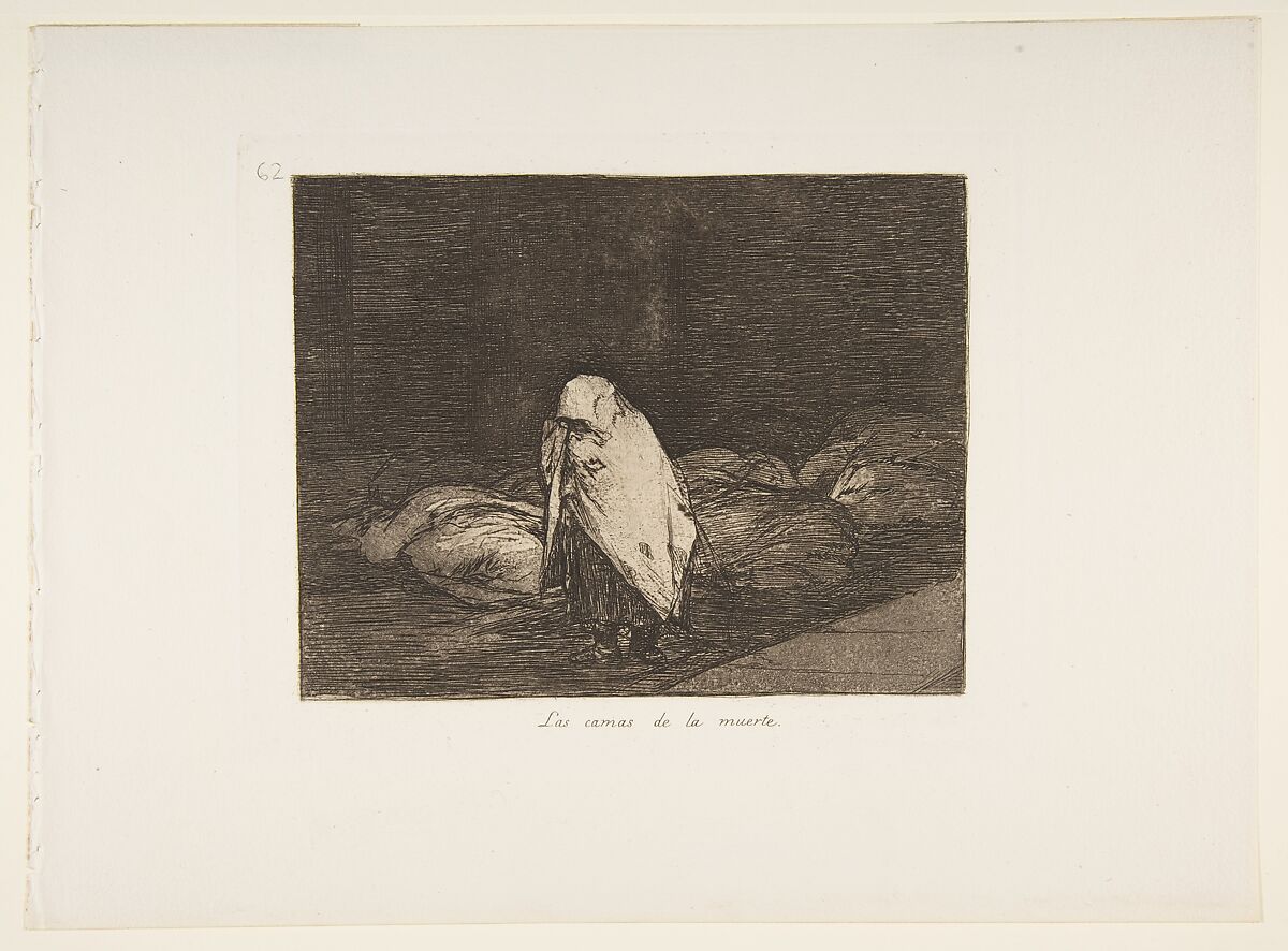 Plate 62  from "The Disasters of War" (Los Desastres de la Guerra): 'The beds of death' (Las camas de la muerte), Goya (Francisco de Goya y Lucientes) (Spanish, Fuendetodos 1746–1828 Bordeaux), Etching, lavis, drypoint, burin, burnisher 