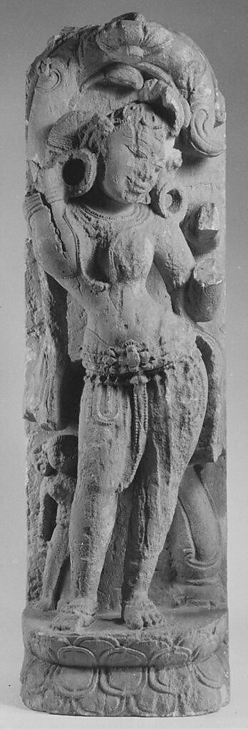 Preening Celestial Deity, Ferruginous stone, India (Orissa, Bhuvaneshwar) 