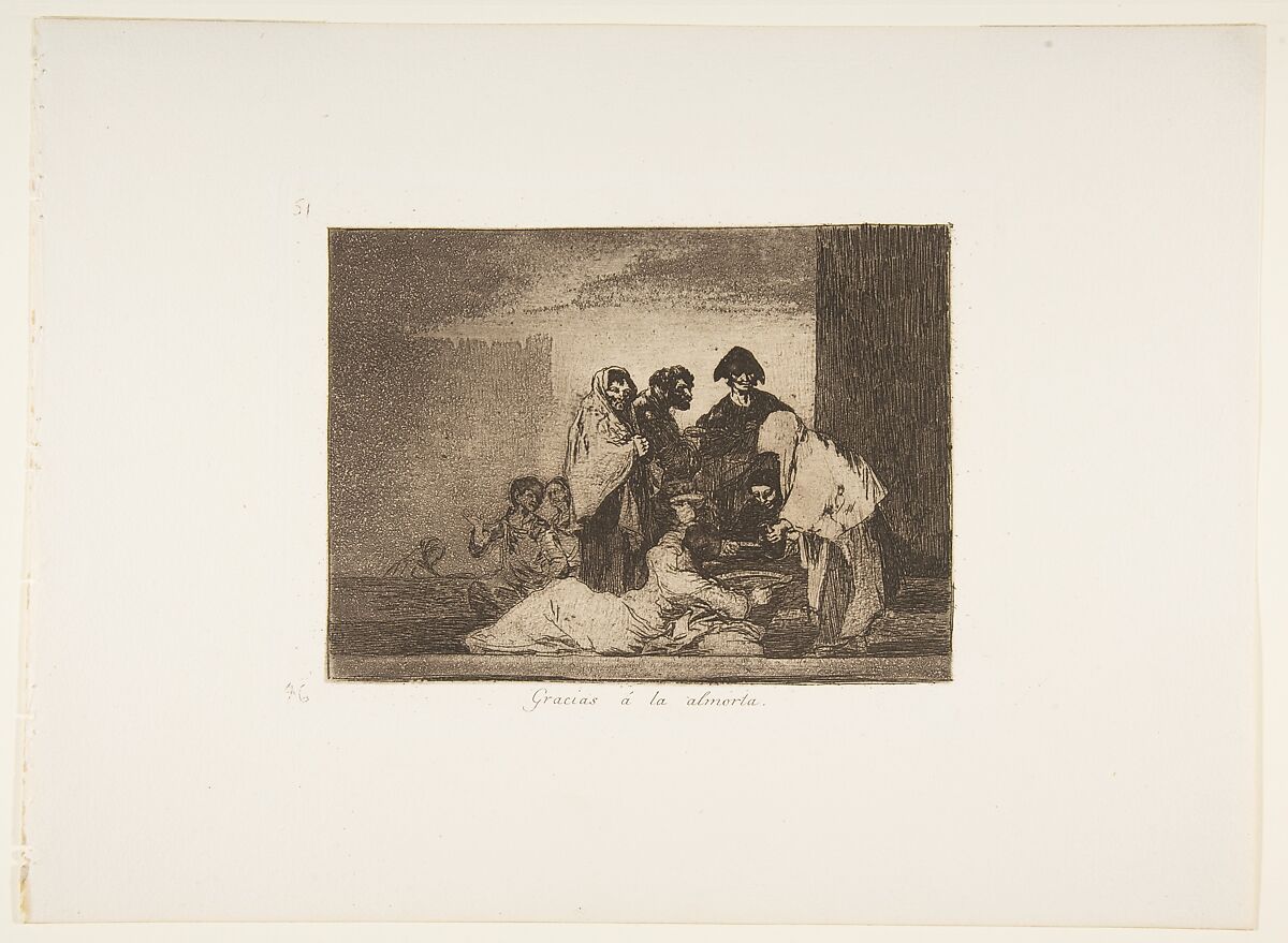 Plate 51 from "The Disasters of War" (Los Desastres de la Guerra): 'Thanks to the millet' (Gracias á la almorta), Goya (Francisco de Goya y Lucientes) (Spanish, Fuendetodos 1746–1828 Bordeaux), Etching, burnished aquatint 