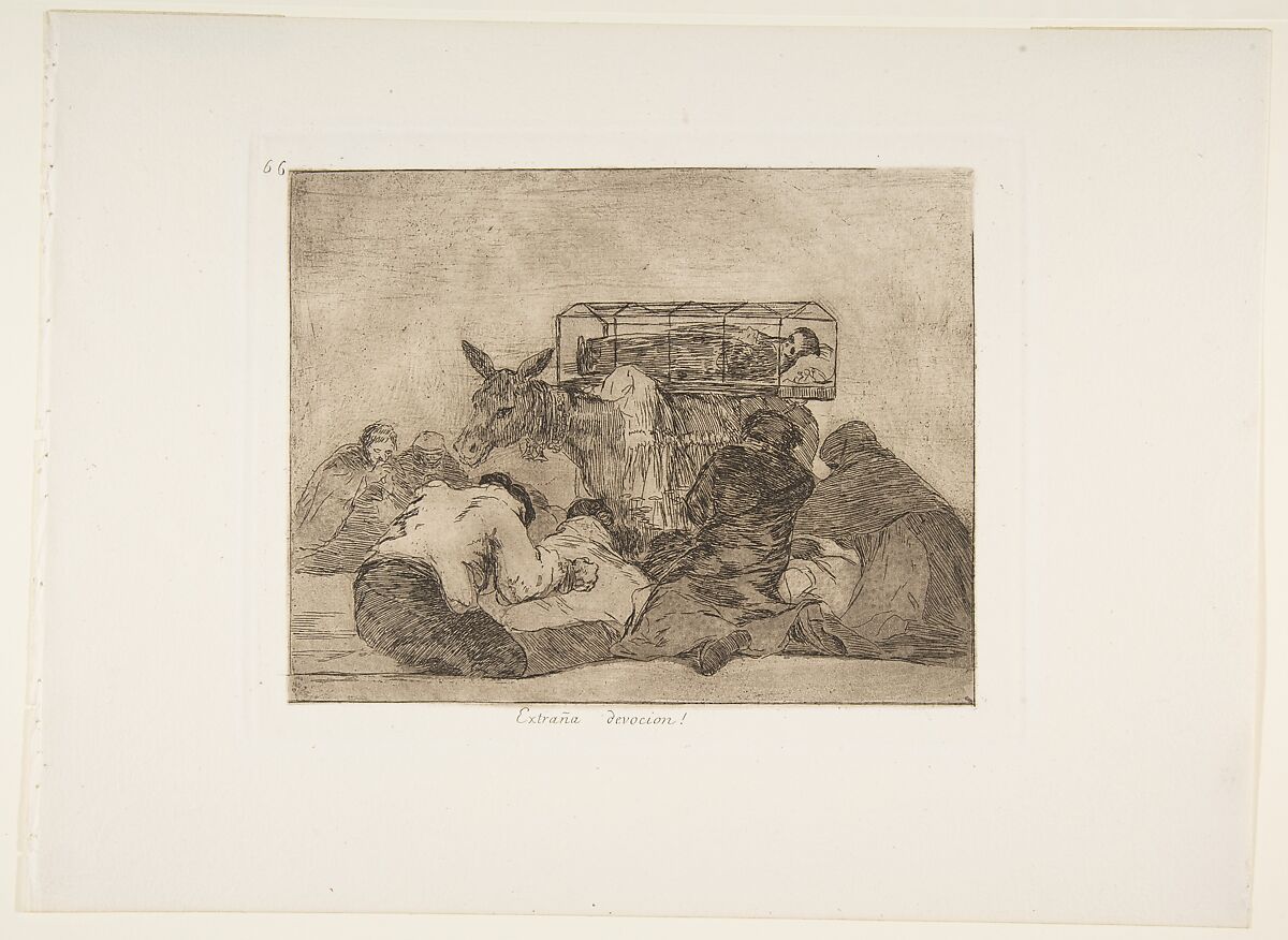 Plate 66 from "The Disasters of War" (Los Desastres de la Guerra): 'Strange devotion!' (Extraña devocion!), Goya (Francisco de Goya y Lucientes) (Spanish, Fuendetodos 1746–1828 Bordeaux), Etching, burnished aquatint and/or lavis, burin, burnisher 