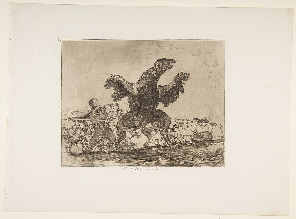 Plate 76 from "The Disasters of War" (Los Desastres de la Guerra): 'The carnivorous vulture' (El buitre carnívoro), Goya (Francisco de Goya y Lucientes) (Spanish, Fuendetodos 1746–1828 Bordeaux), Etching, drypoint(?), burin, burnisher 