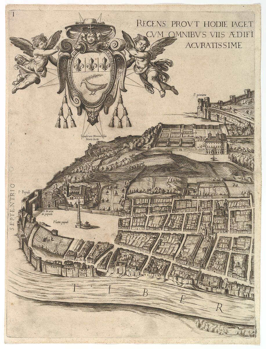 Plan of the City of Rome, Antonio Tempesta (Italian, Florence 1555–1630 Rome), Etching with some engraving, undescribed state (printed from 12 plates)