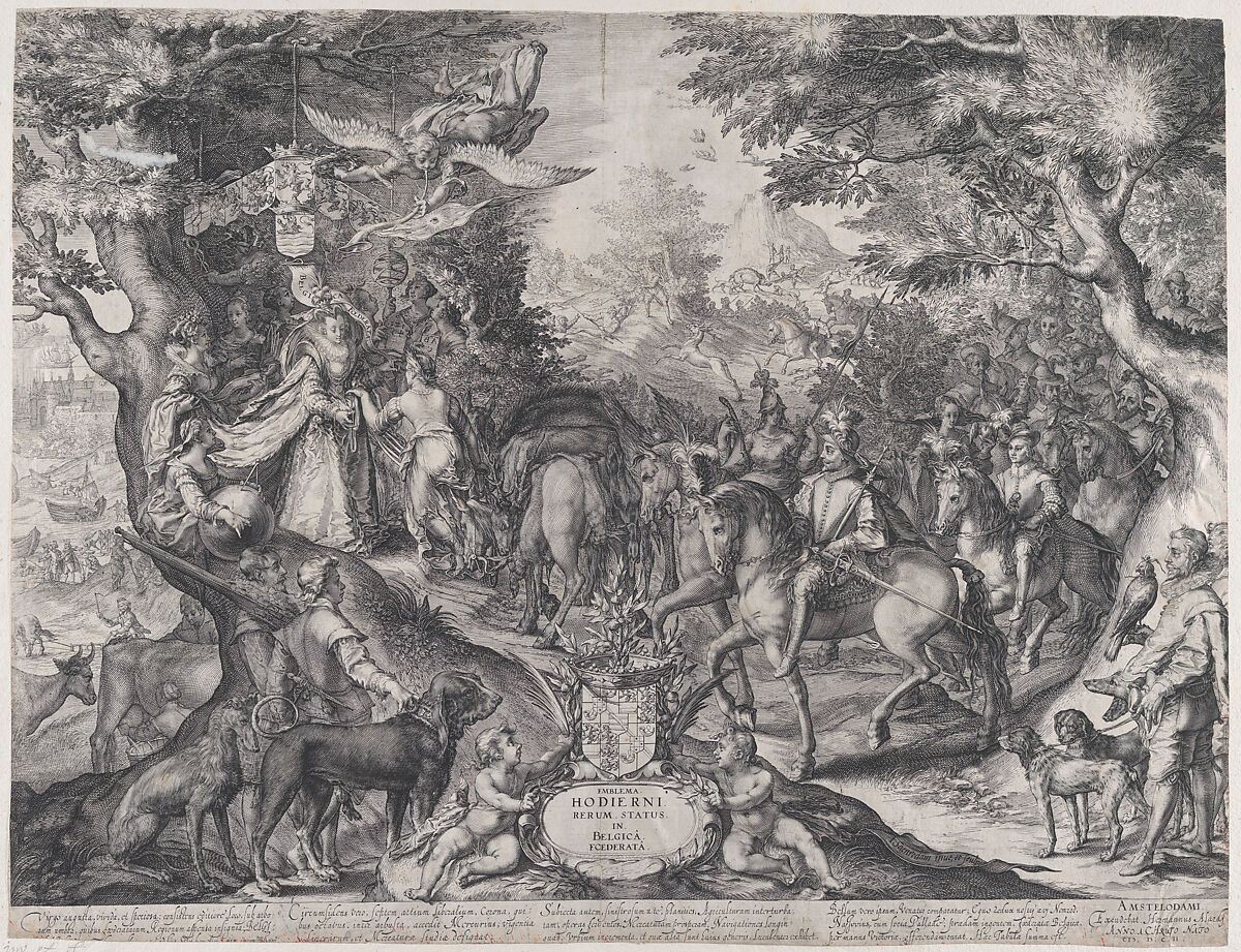Allegory of the Triumph of the Netherlands over Spain, Jan (Pietersz.) Saenredam (Netherlandish, Zaandam 1565–1607 Assendelft), Engraving 