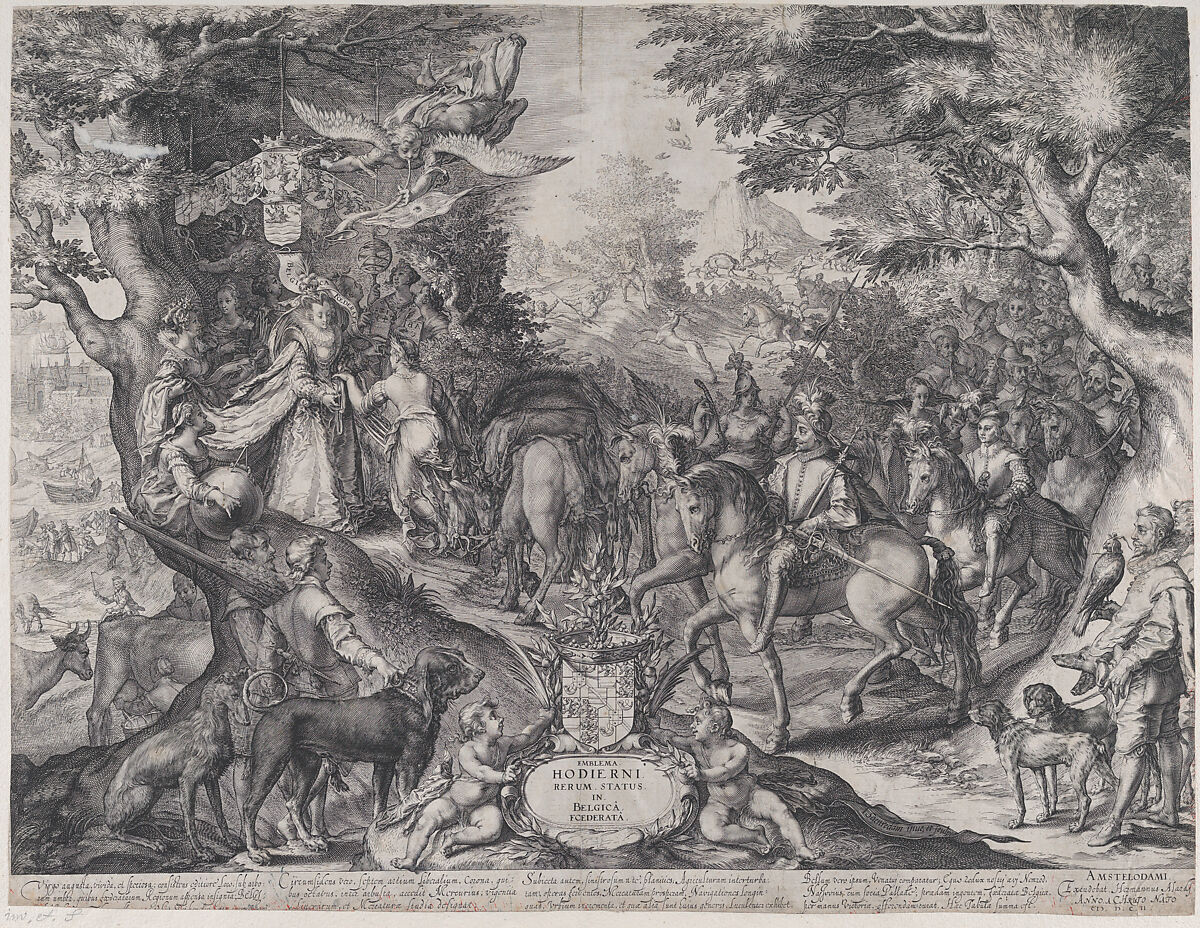 Allegory of the Flourishing State of the United Provinces, Jan (Pietersz.) Saenredam (Netherlandish, Zaandam 1565–1607 Assendelft), Engraving 