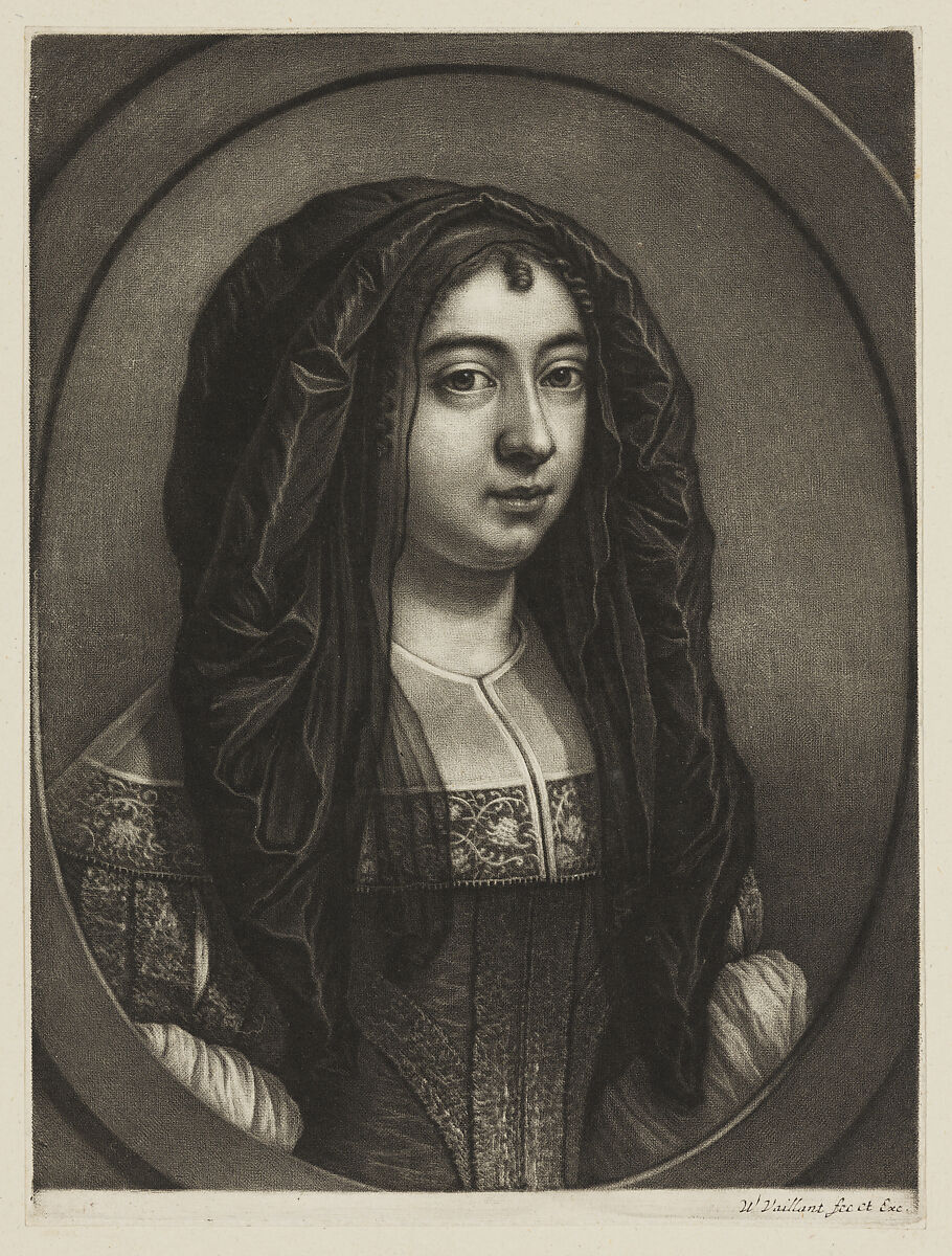 Portrait of a Woman with a Veil, Wallerant Vaillant (Dutch, Lille 1623–1677 Amsterdam), Mezzotint; second state of two 