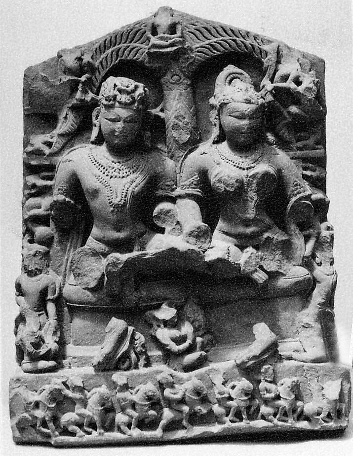 Parents of a Jina, Reddish stone, India (Gwalior, Jhansi) 