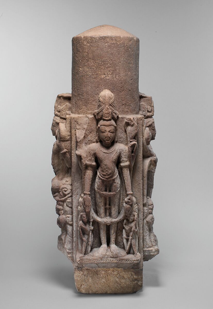 Linga (Phallic Emblem) with Four Standing Deities, Sandstonef, India (Rajasthan)