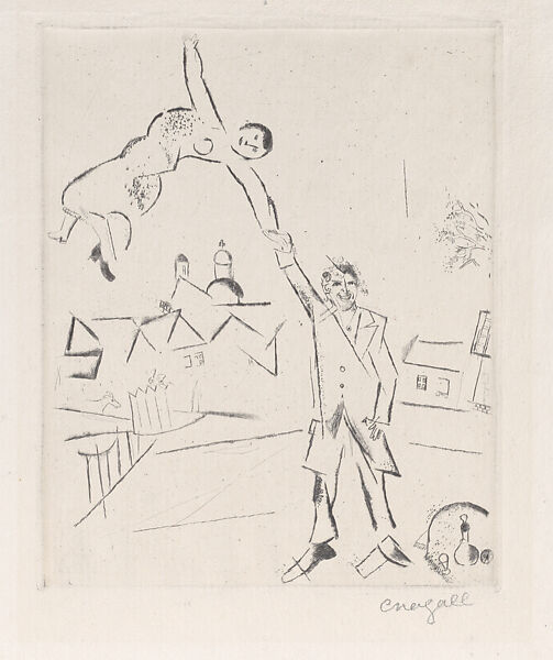Self-Portrait with Woman, Marc Chagall (French, Vitebsk 1887–1985 Saint-Paul-de-Vence), Etching and drypoint 