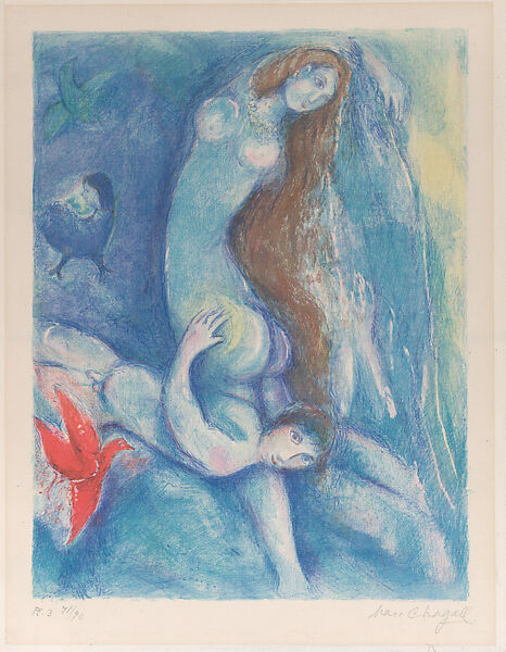 Then He Spent The Night With Her Embracing and Clipping..., Marc Chagall (French, Vitebsk 1887–1985 Saint-Paul-de-Vence), Color lithograph 