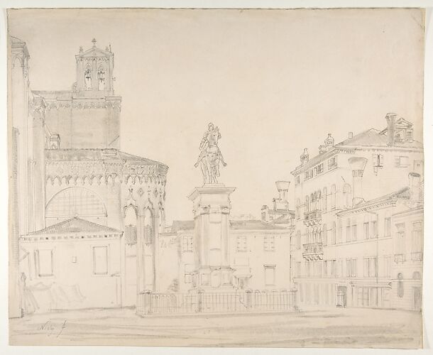 View of the South side of the church of Santi Giovanni e Paolo in Venice, with Verrocchio's statue of Bartolomeo Colleoni