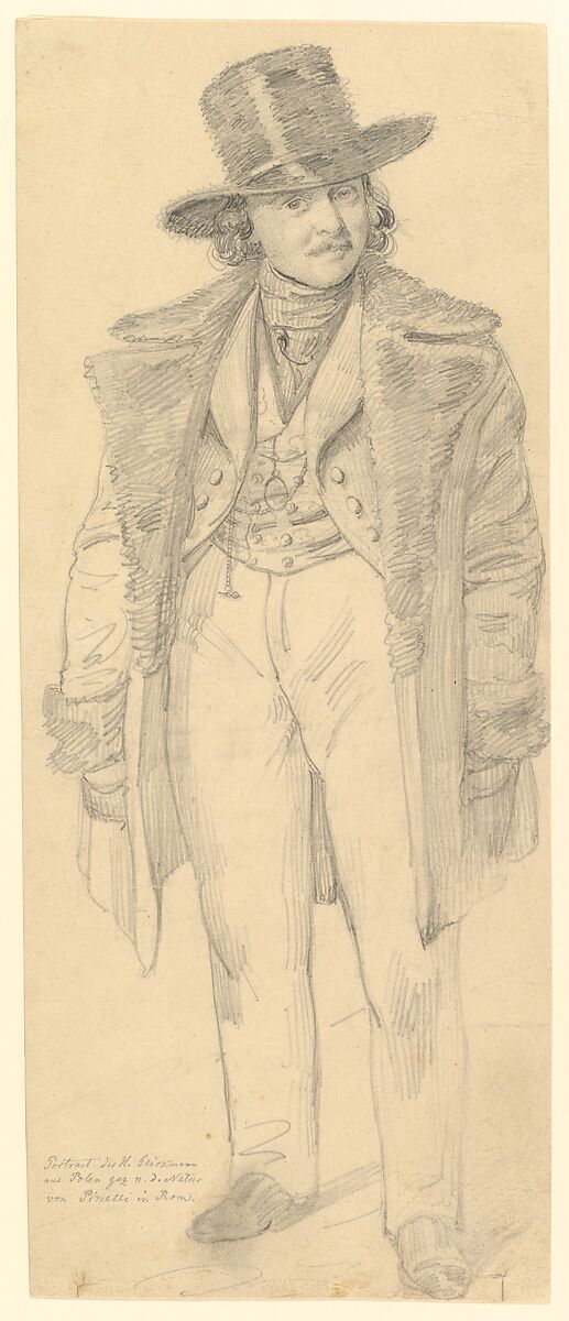 Portrait of H. Gluckmann of Poland, Bartolomeo Pinelli (Italian, Rome 1781–1835 Rome), Graphite 