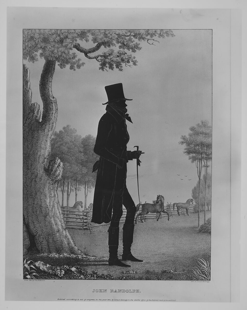 Silhouette Portrait of John Randolph, William Henry Brown (American, Charleston, South Carolina 1808–1883 Charleston, South Carolina), Lithograph with tint stone 