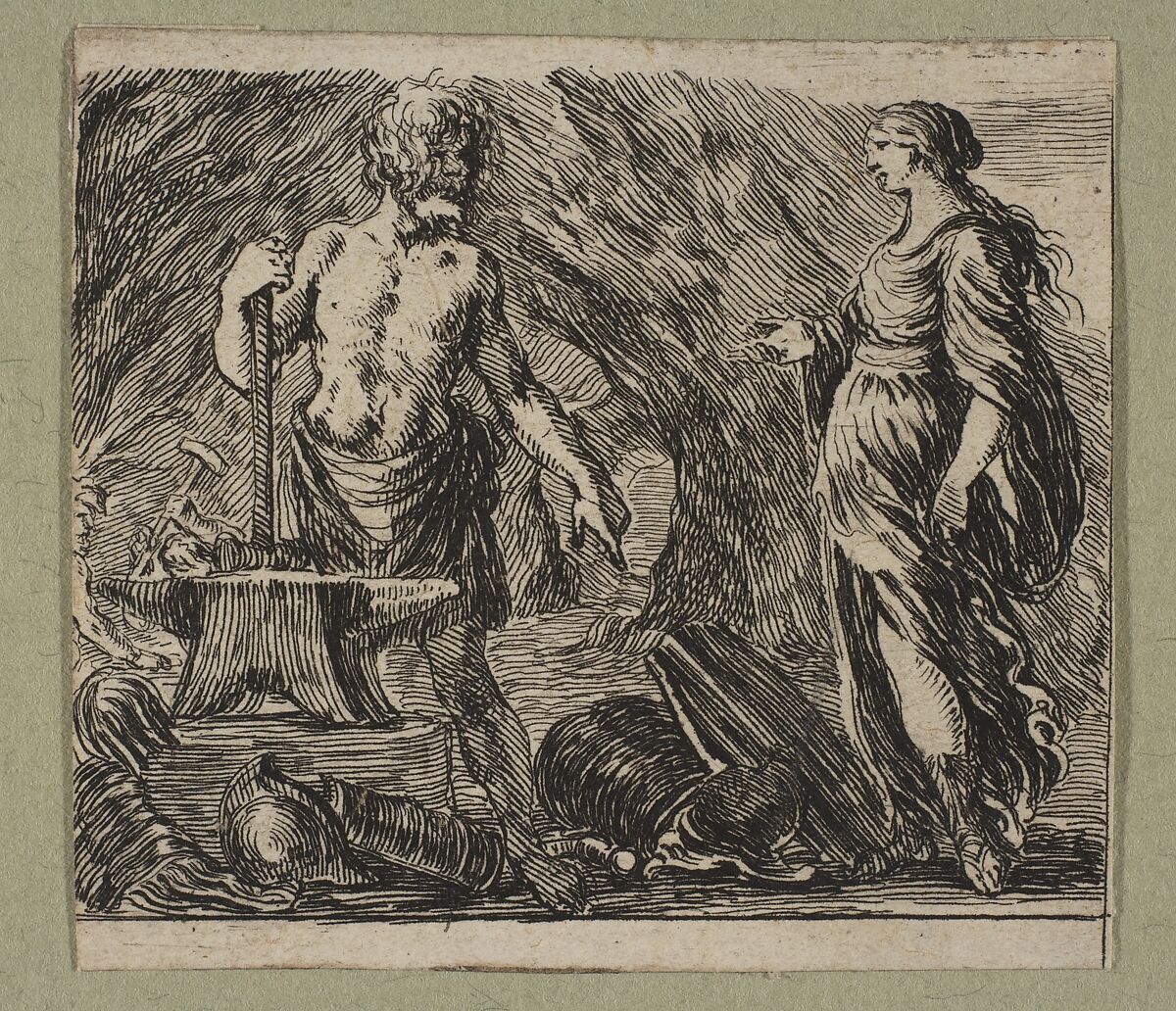 Vulcan et Thetis, Etched by Stefano della Bella (Italian, Florence 1610–1664 Florence), Etching, state i 