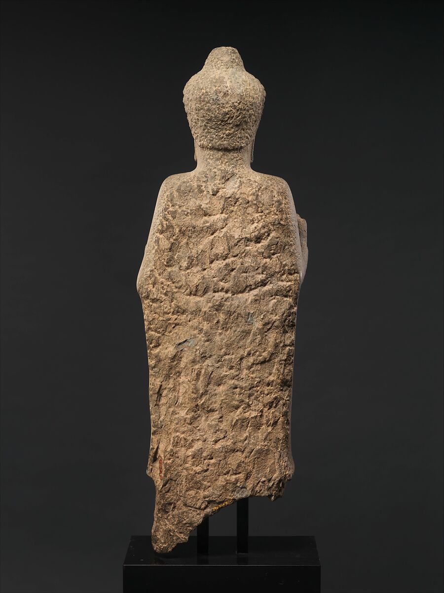 Standing Buddha, Stone with traces of color, Thailand