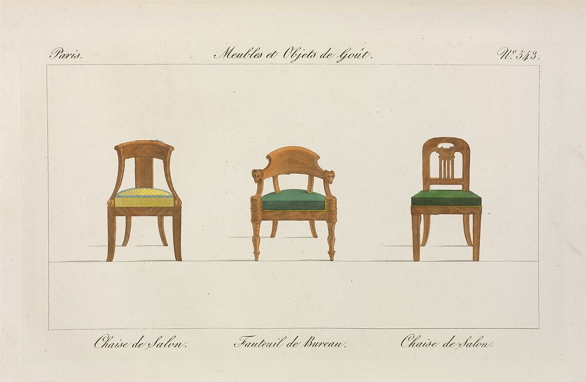 Collection de Meubles et Objets de Goût, vol. 3, Edited by Pierre de La Mésangère (French, Pontigné 1761–1831 Paris), Engraving, hand-colored