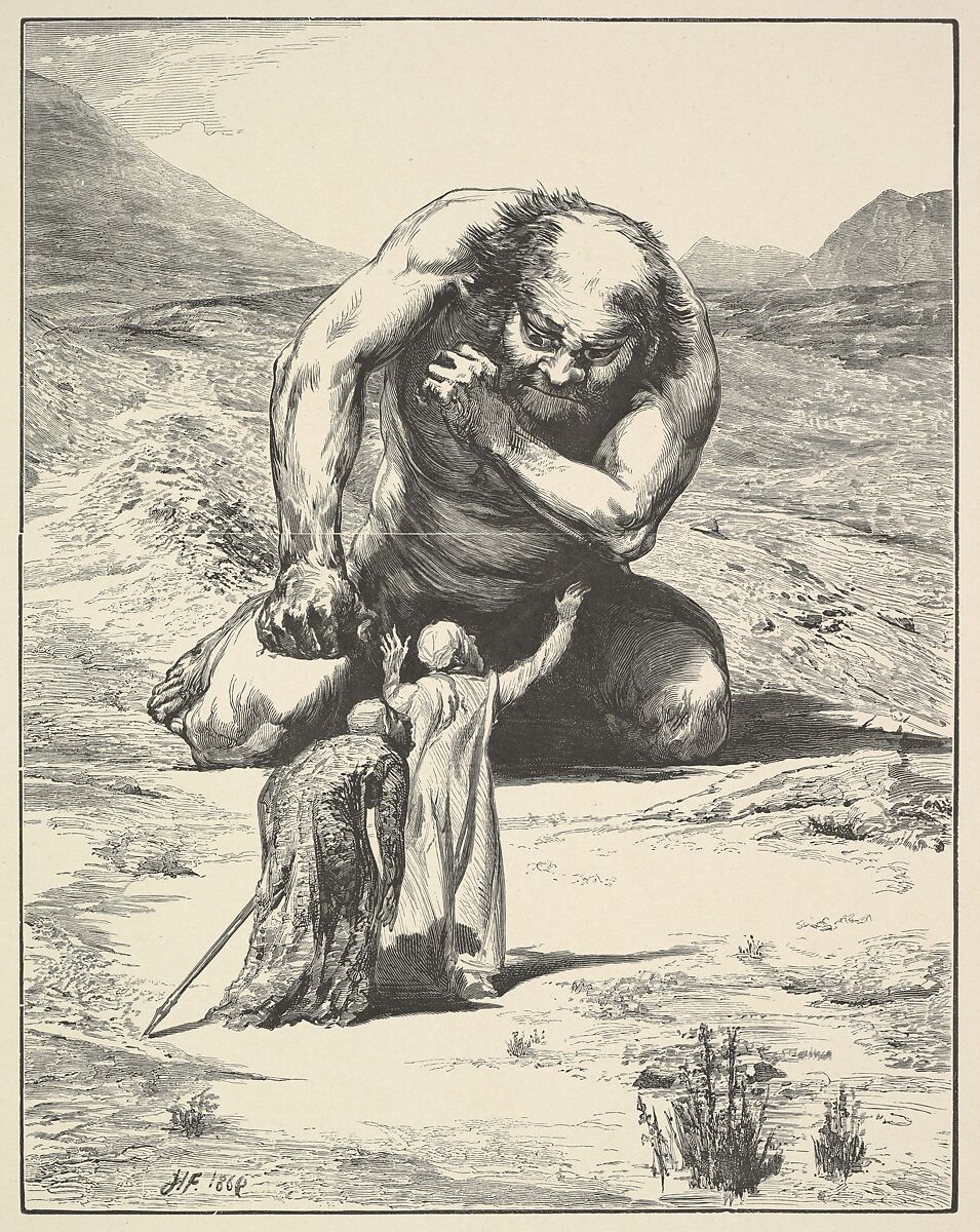 The Travelers and the Giant, Designed by John La Farge (American, New York 1835–1910 Providence, Rhode Island), Wood engraving 