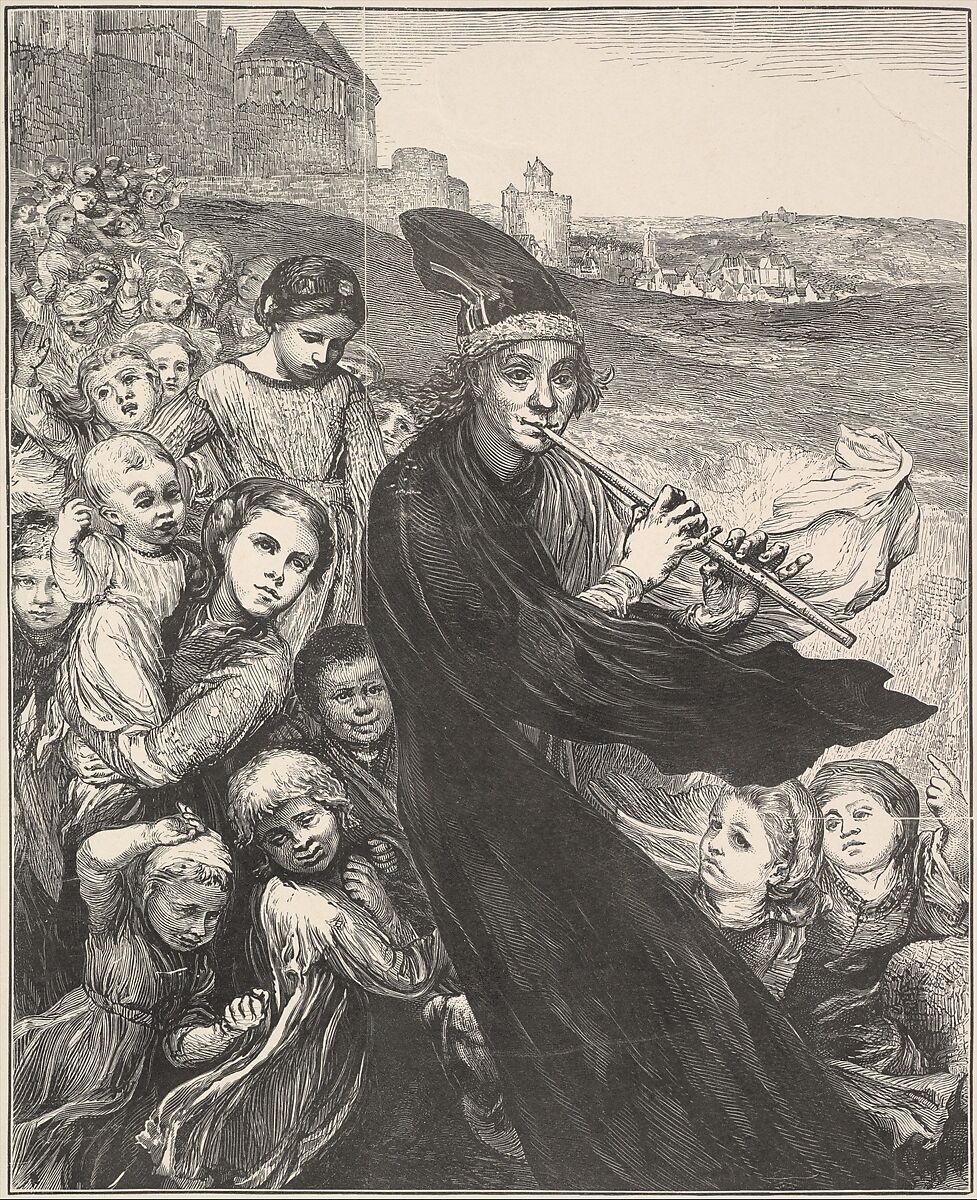 The Pied Piper of Hamelin, Henry Marsh (American, 1826–1912), Wood engraving 