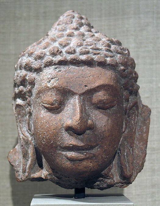 Head of a Buddha, Terracotta, Thailand 