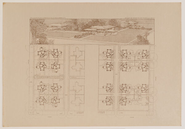 Perspective and plans of Quadruple Block Plan